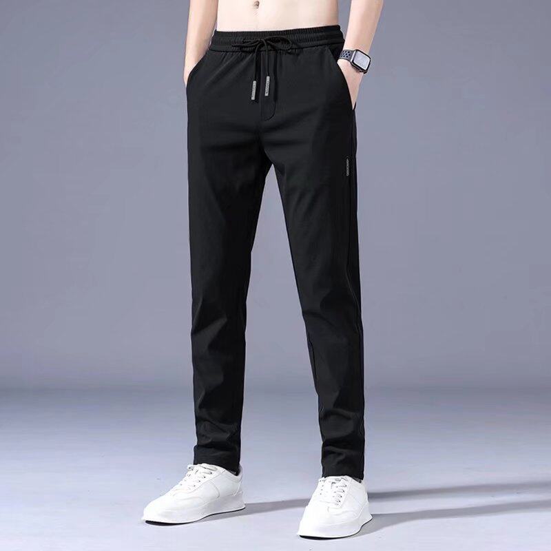 SMC Quick-Dry & Stretchable Men's Sports Trousers in Charcoal/Sky Blue