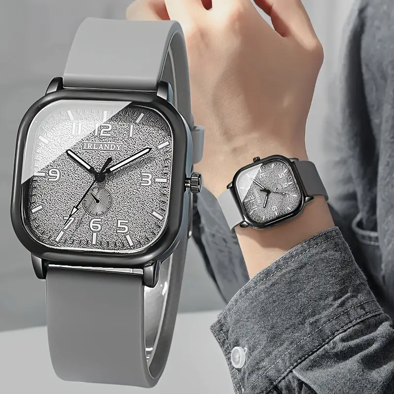 Fashion Square Women's Watch Casual Silicone Strap Quartz Watches Sports Wristwatch For Men Women StudentsWithout Box