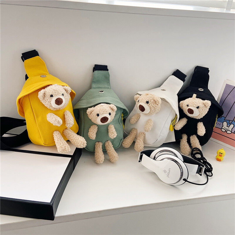 Cute Bear Crossbody Bag - Trendy Mini Canvas Bag for Kids