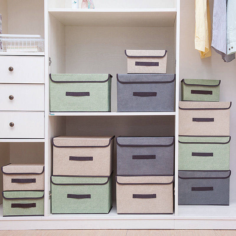 storage box organizer kids toys storage cabinet Household Fabric Clothes Children's Toys Finishing Storage Box Linen Non-woven Folding Storage Box With Lid