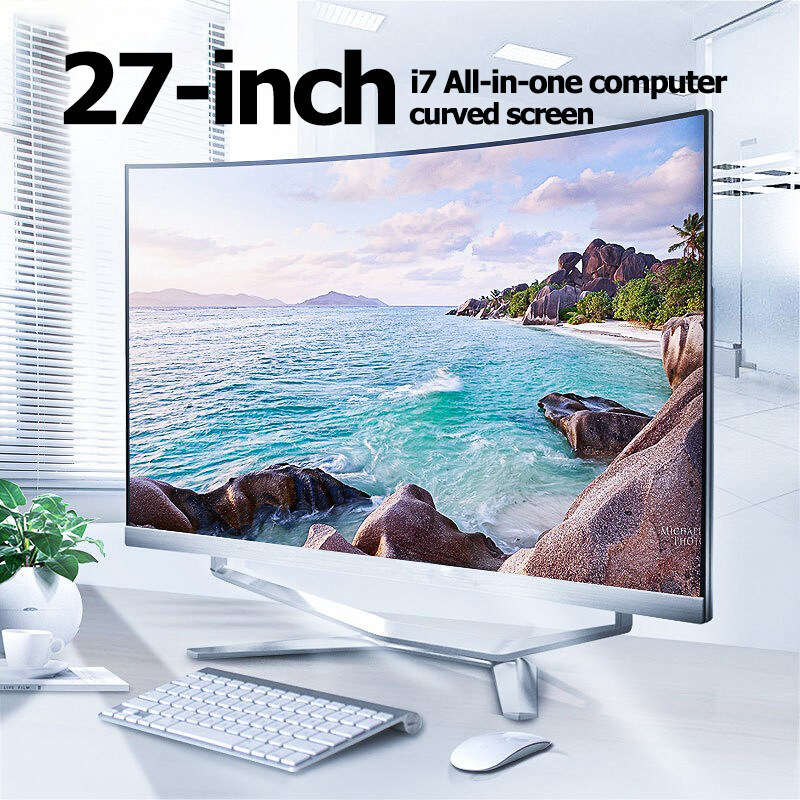 [All in one desktop pc]Free Lenovo wireless keyboard and mouse set 2024 24/27-inch AIO curved screen new i7 RAM 16GB 512GB SSD high-end all-in-one computer alone display desktop complete set of busine
